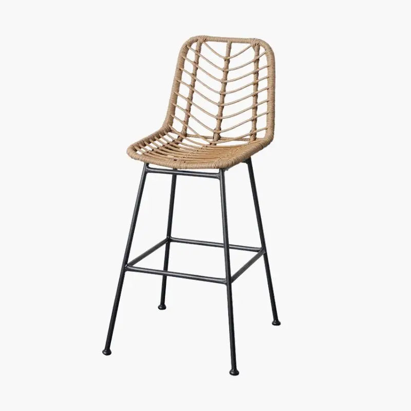 Chaise de Bar en Rotin - Beige - 65cm