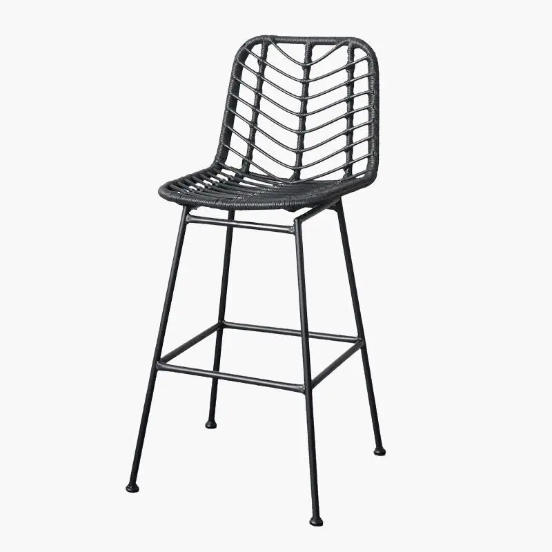 Chaise de Bar en Rotin - Noir - 75cm