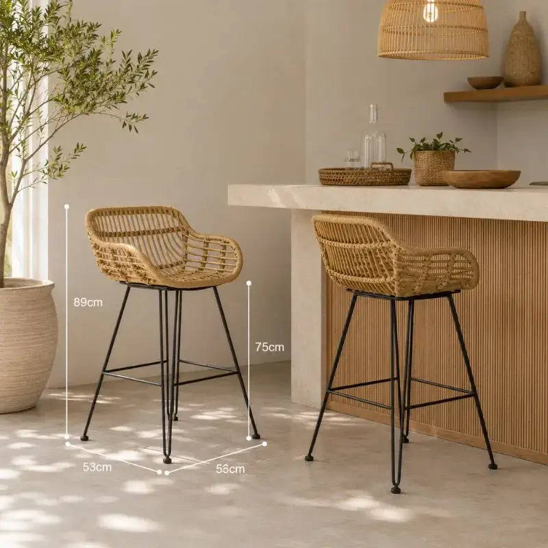 Chaise Haute Rotin - 56 x 53 x 89 cm