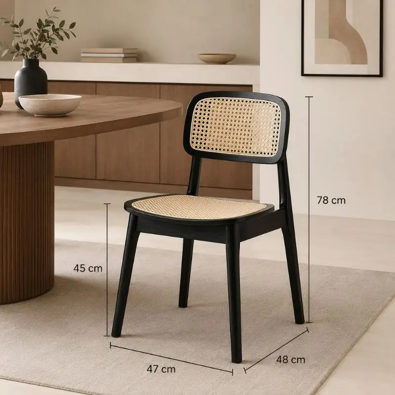 Chaise Rotin Salle à Manger - Noir