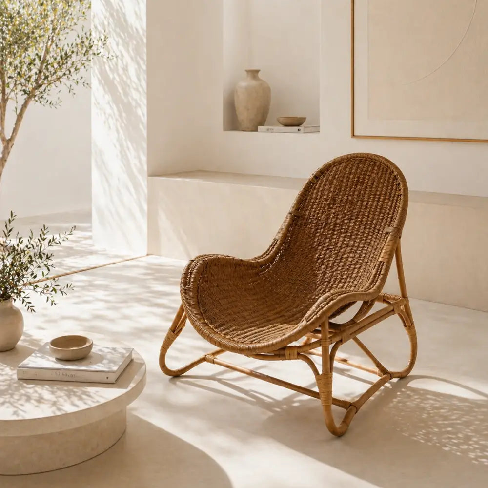 Fauteuil Rotin Vintage - Marron
