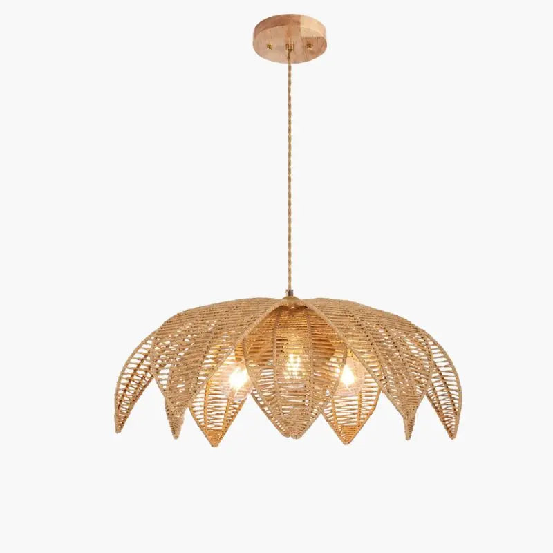 Suspension Fleur Rotin - Beige