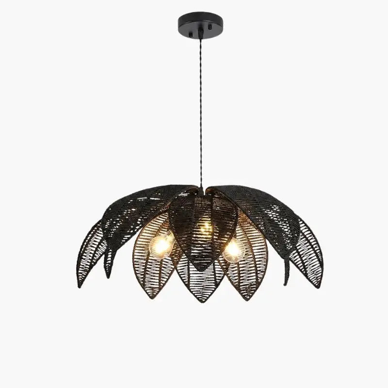 Suspension Fleur Rotin - Noir