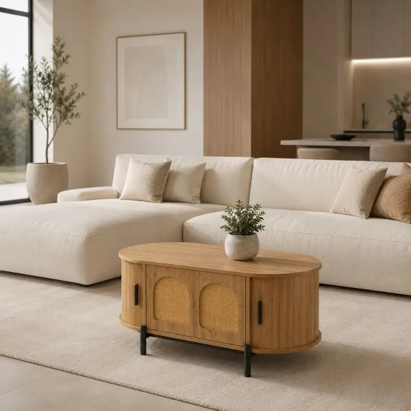 Table Basse Bois Rotin