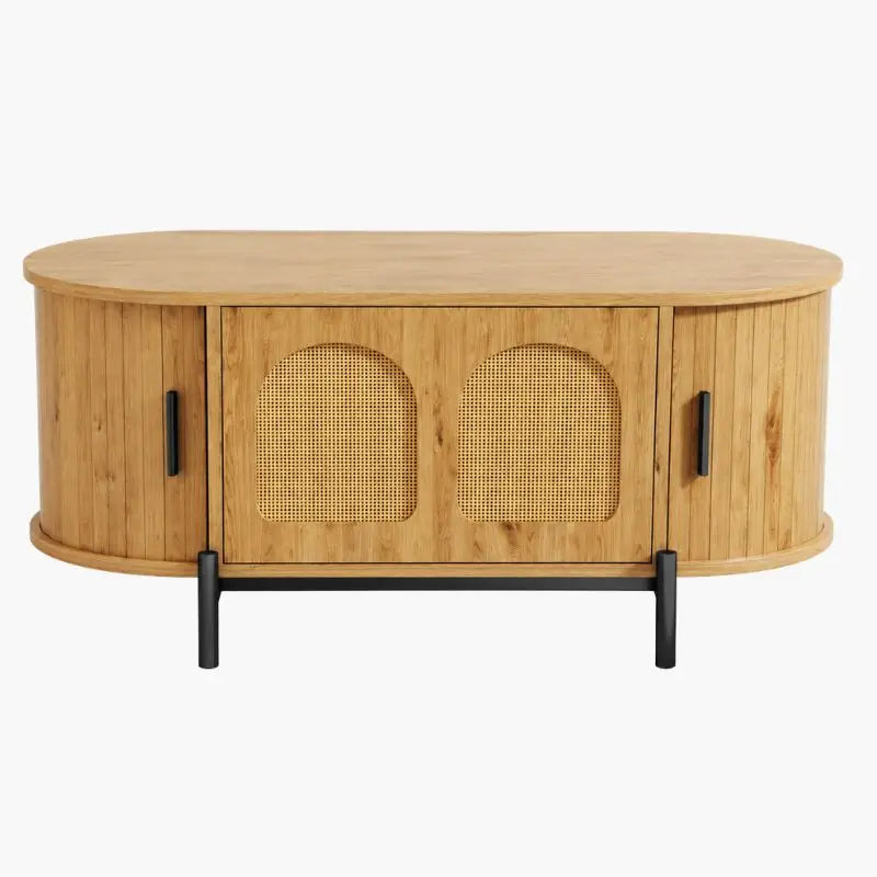 Table Basse Bois Rotin - Beige