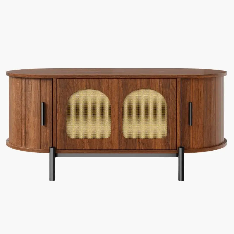 Table Basse Bois Rotin - Marron