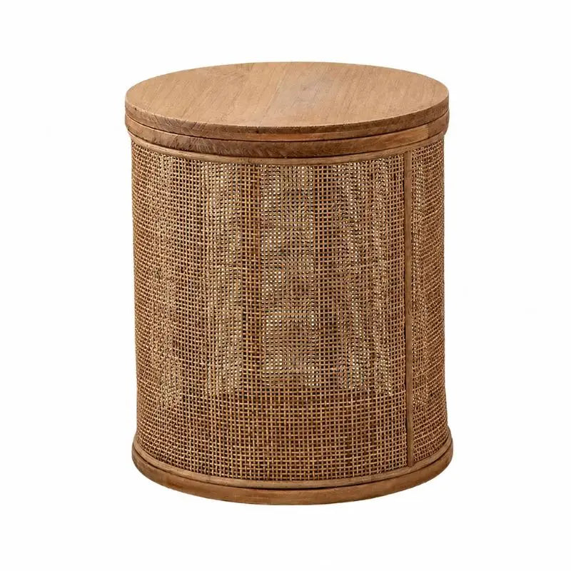 Table Basse en Rotin Ronde - 39 x 45 cm