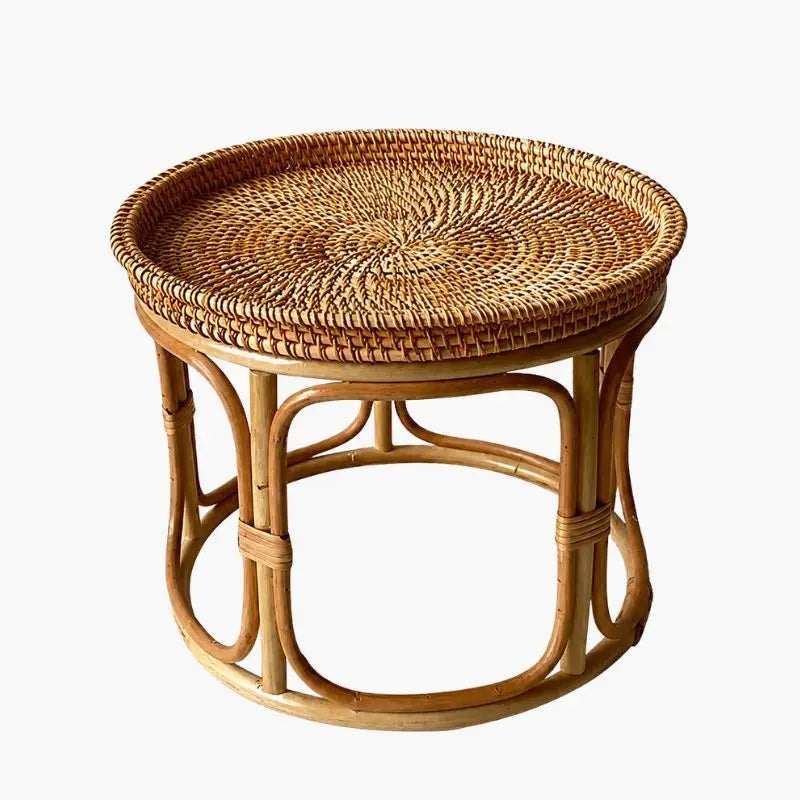 Table Basse en Rotin Vintage - 32 x 25 cm